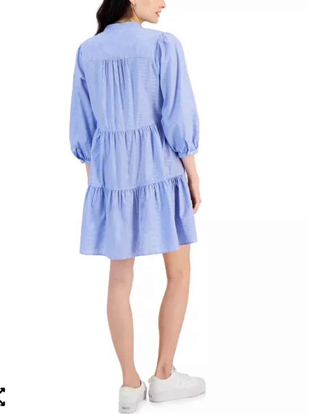 Nautica Jeans Women’s Embroidered pinstripe Tiered Cotton Mini Dress XL - Picture 3 of 10